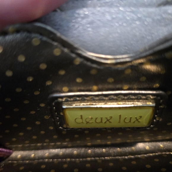 Deux Lux Gold & Black Fabric Animal Print Wallet Wristlet w/Hangtag and Tassels - Picture 2 of 11